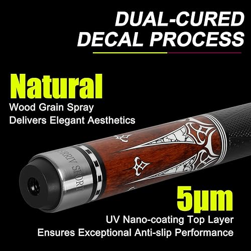 Miniatura 4 de Palo de taco de billar de fibra de carbono, 20-21 onzas, punta arcoíris de 13 mm, junta de 38 * 8, incluye estuche para taco, protectores de juntas,