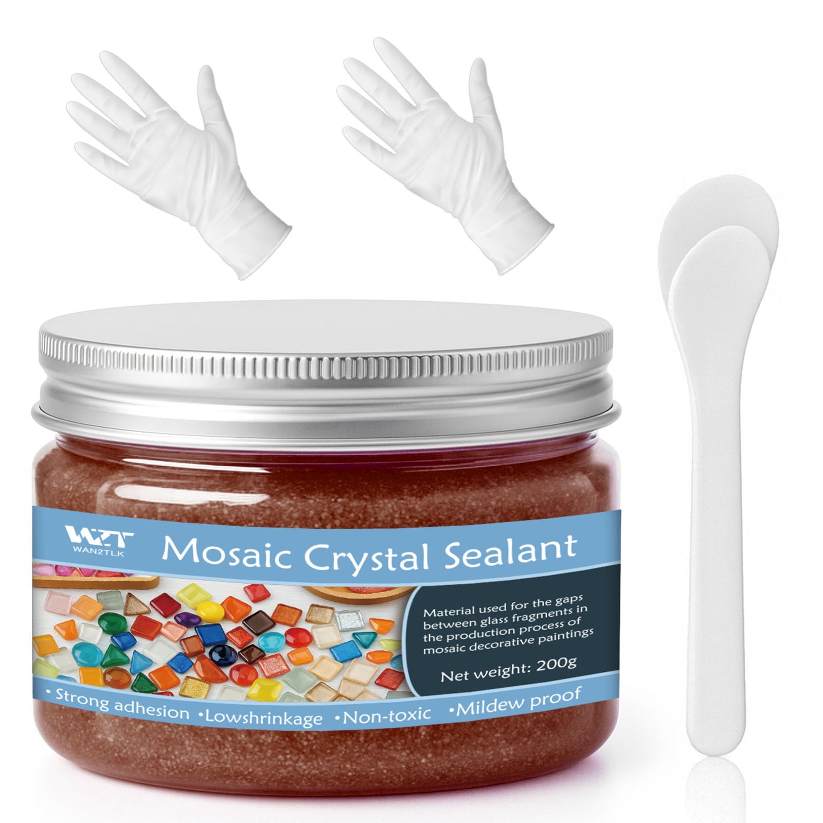 WAN2TLK Brown Mosaic Crystal Grout 200g, Mosaic Tile Accessories, Mosaic Tiles Grout for Crafts No Water Needed, Fast-Drying