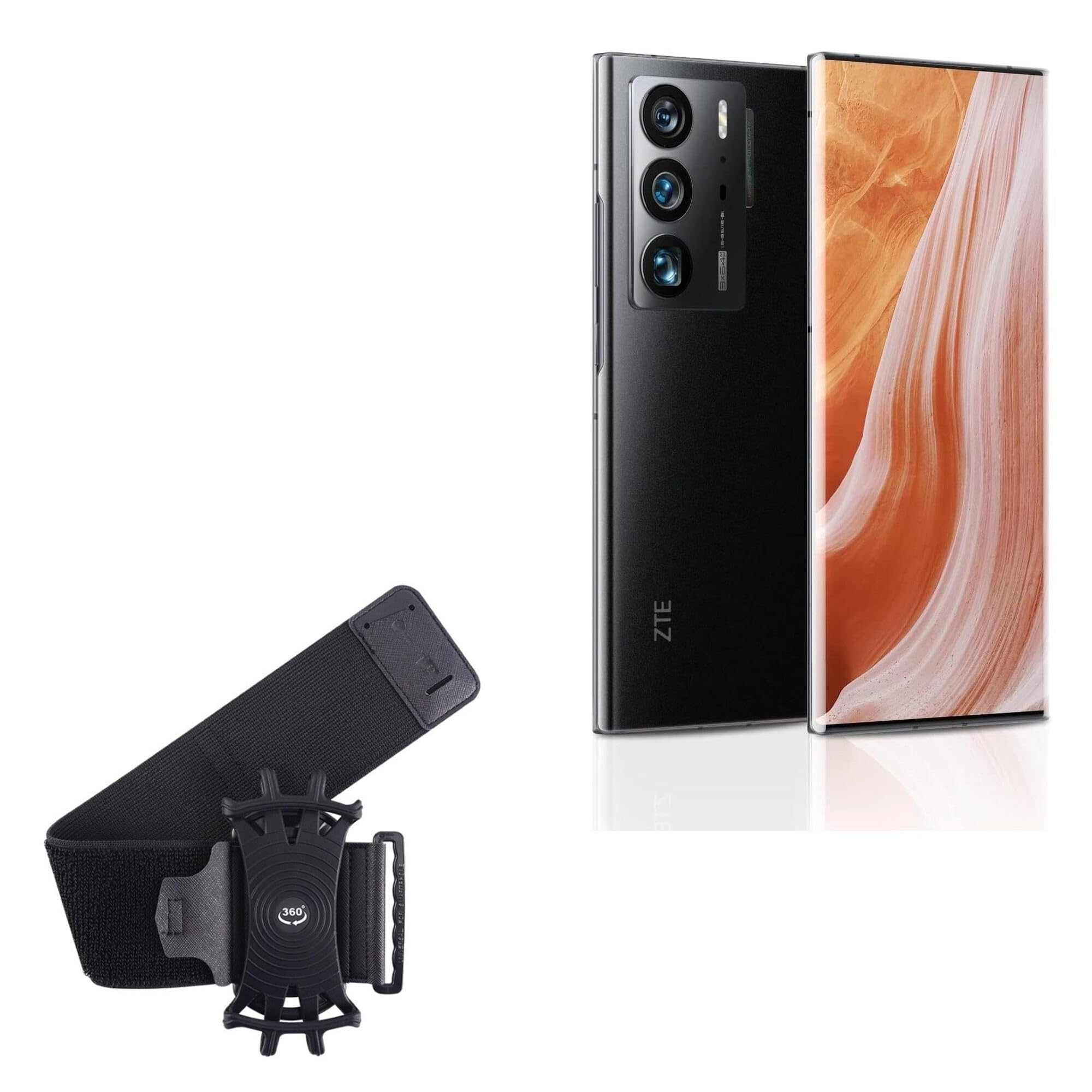 BoxWave Holster Compatible with ZTE Axon 40 Ultra (6.8 in) - ActiveStretch Sport Armband, Adjustable Armband for Workout and Running - Jet Black