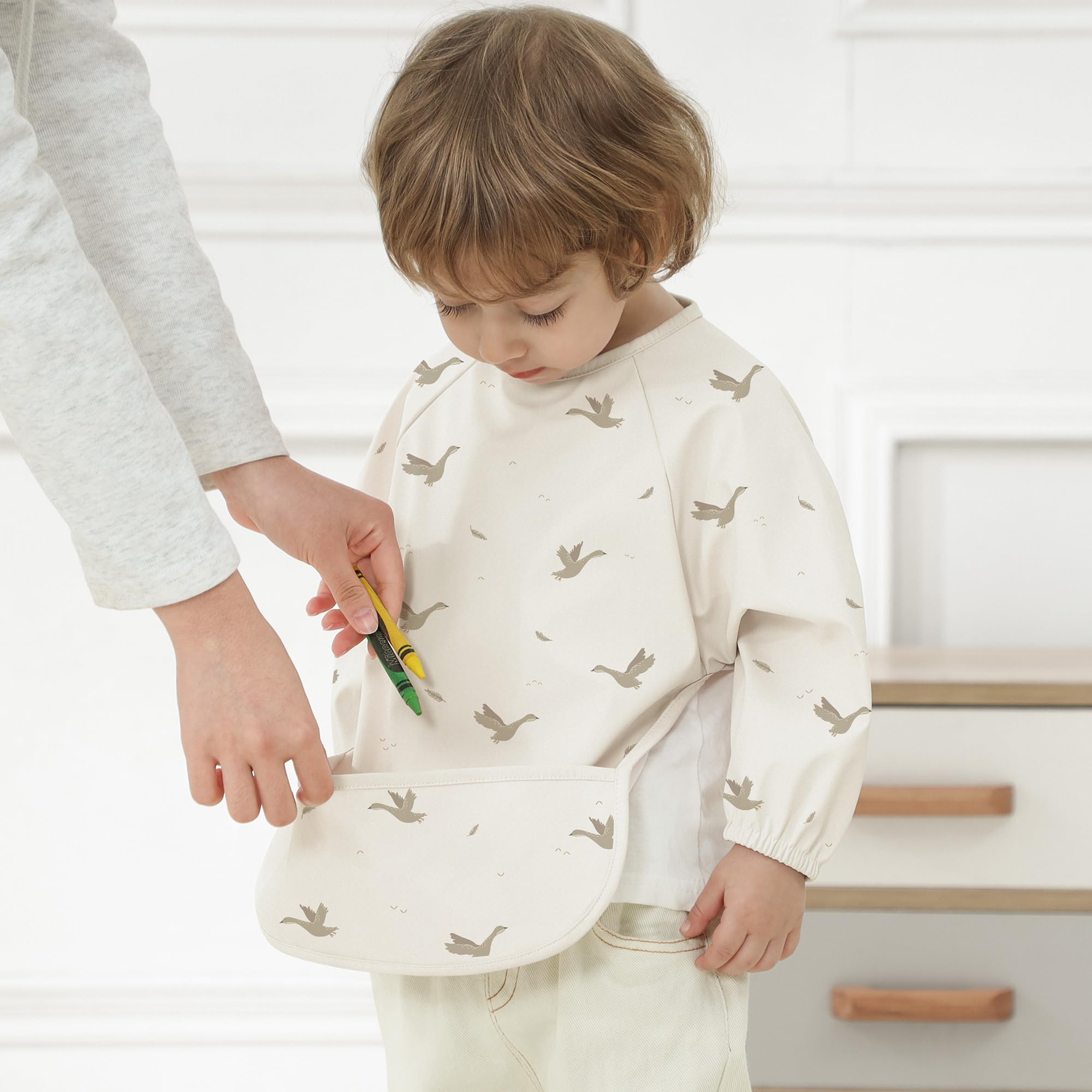 bearmoss Bavoir Manche Longues Bébé BLW Bavette de Sevrage Imperméable PU Bébés Enfants