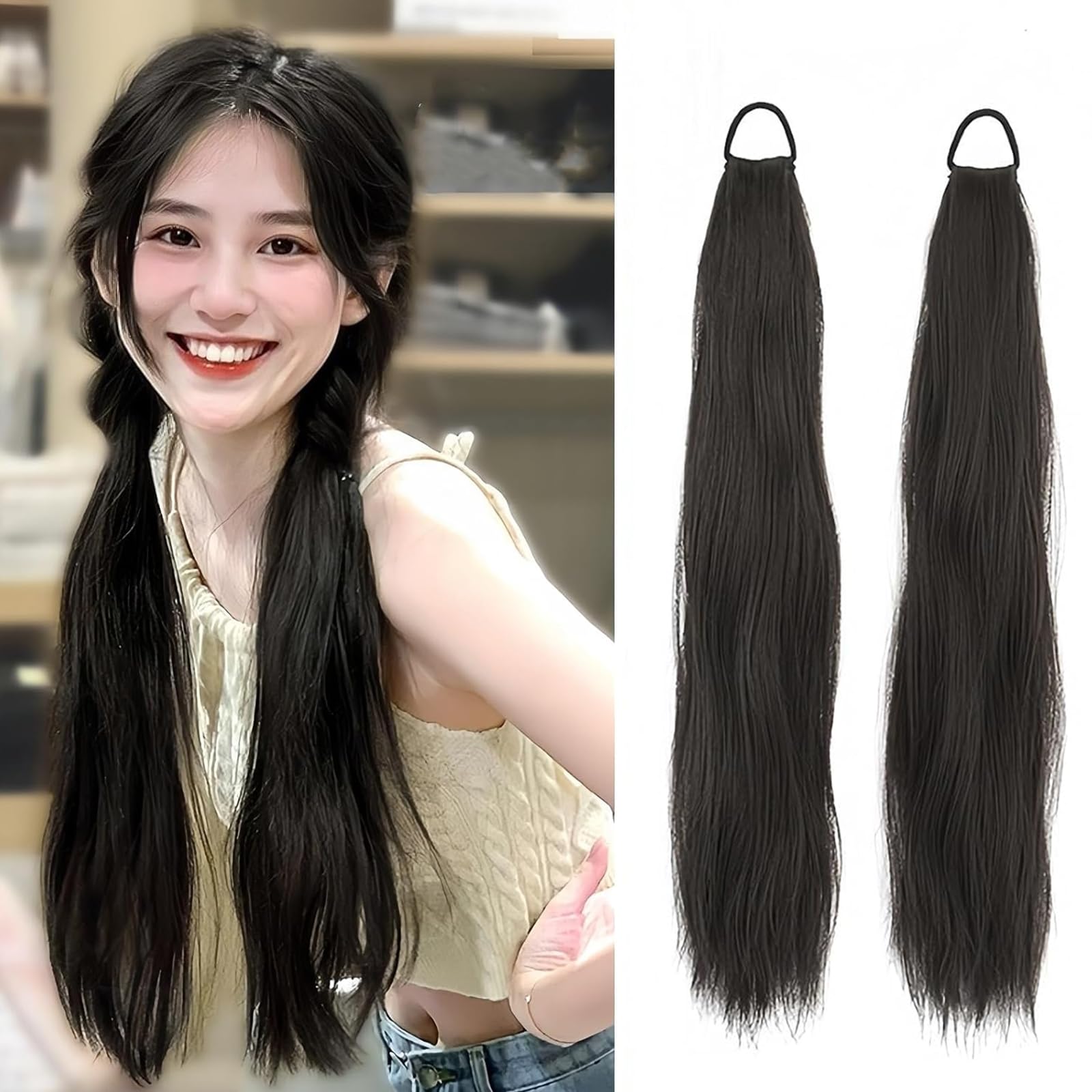 Amazon.co.jp: QuickYen ポニーテール ウィッグ ロング 45cm