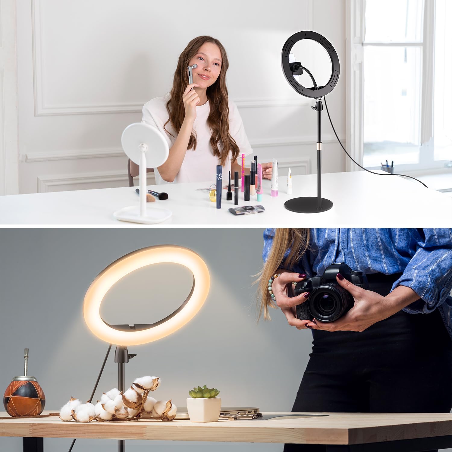 Aureday Anneau lumineux pour ordinateur portable, anneau lumineux à selfie de 12"