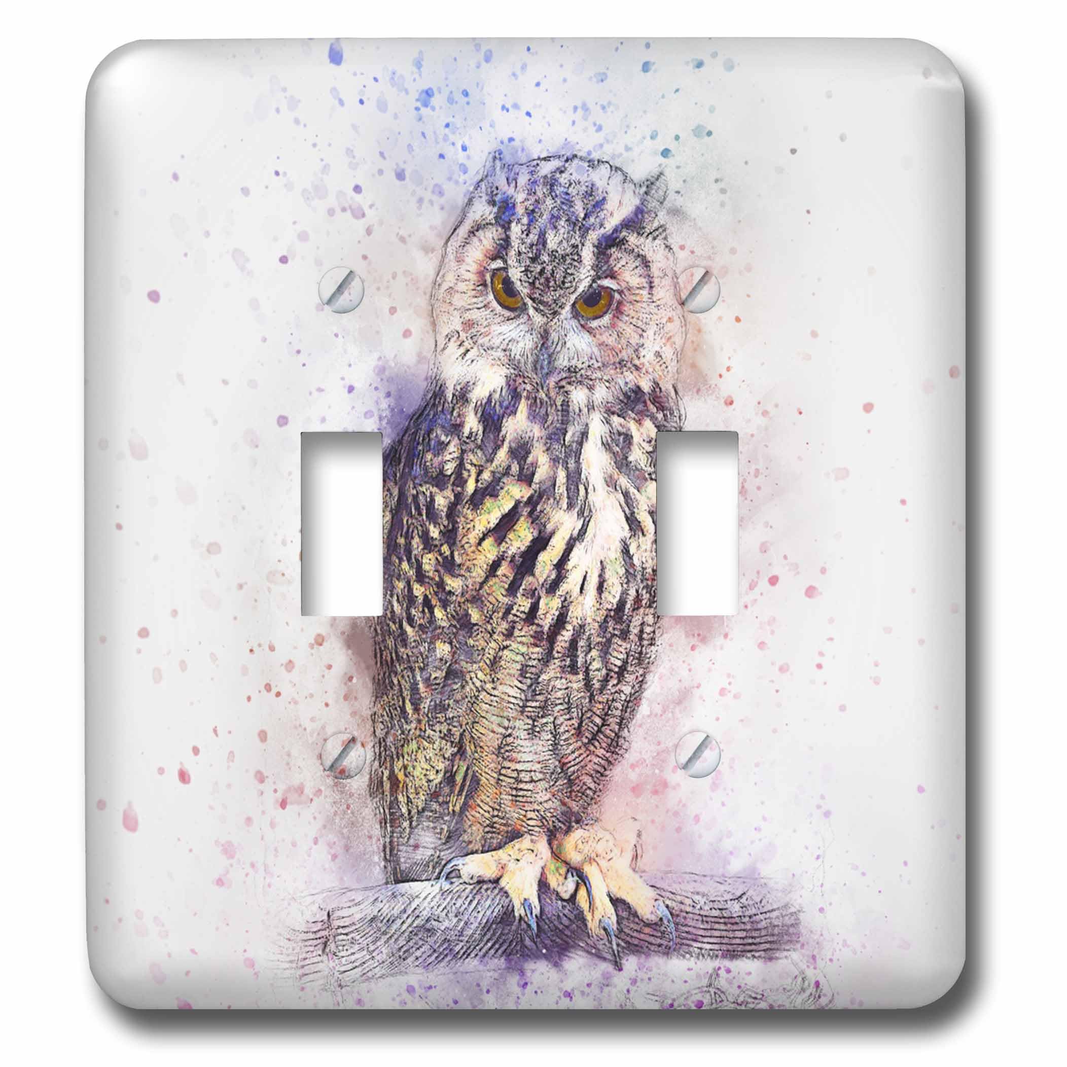 Interrupteur à baïonnette 3Drose aquarelle décoration murale oiseau