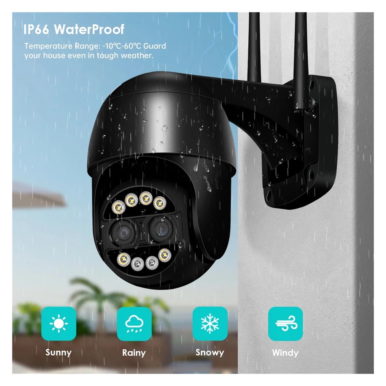 Telecamera esterna WiFi PTZ a doppio obiettivo 4K da 8 MP