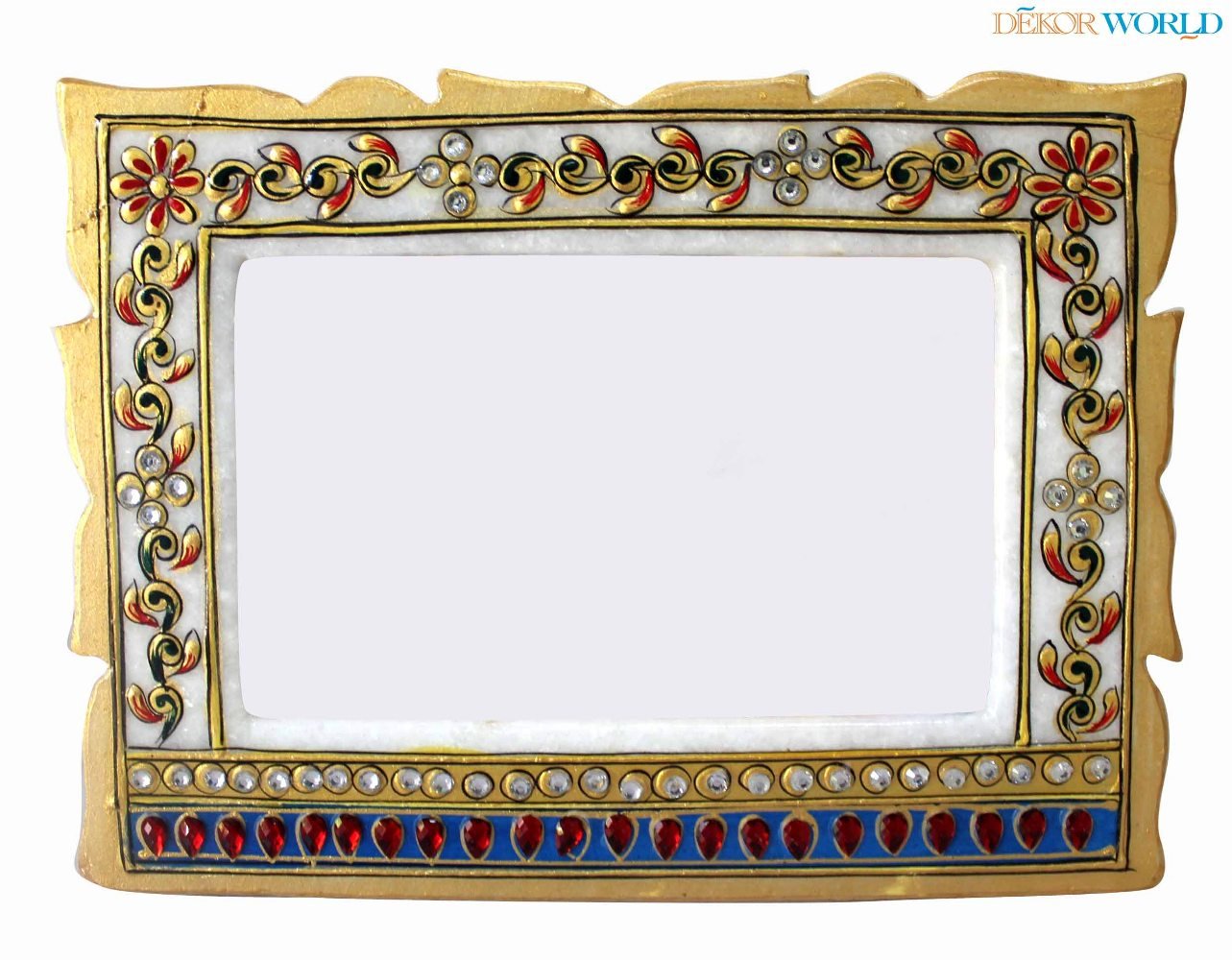DEKOR WORLD White Gold Handcrafted Decorative Frame (8"X6"/20X15CMMulti)