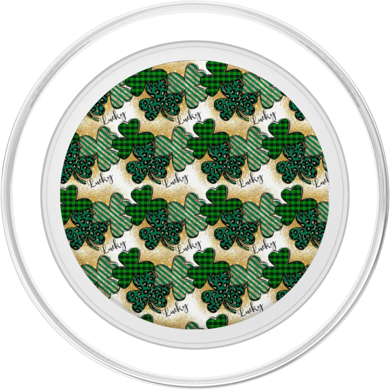 Green Clover Irish Leopard Shamrock Happy St Patrick's Day PopSockets MagSafe PopGrip for iPhone