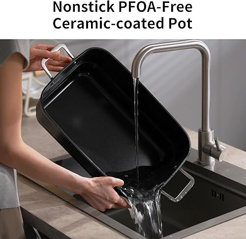 Miniatura 8 de Olla de cocción lenta de 10 cuartos de galón, revestimiento de cerámica sin PFOA, apto para horno hasta 450 F  Función de mantener el calor para