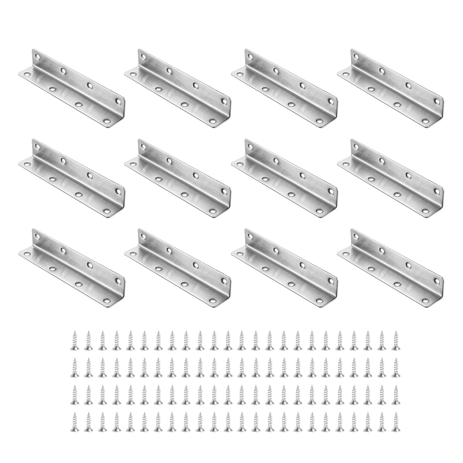 QUARKZMAN 20 Piezas De Escuadras En Forma De L 0.98"x0.98"x5.51" Soporte De Esquina Para Estantes De Madera Muebles (25x25x140mm Plata)