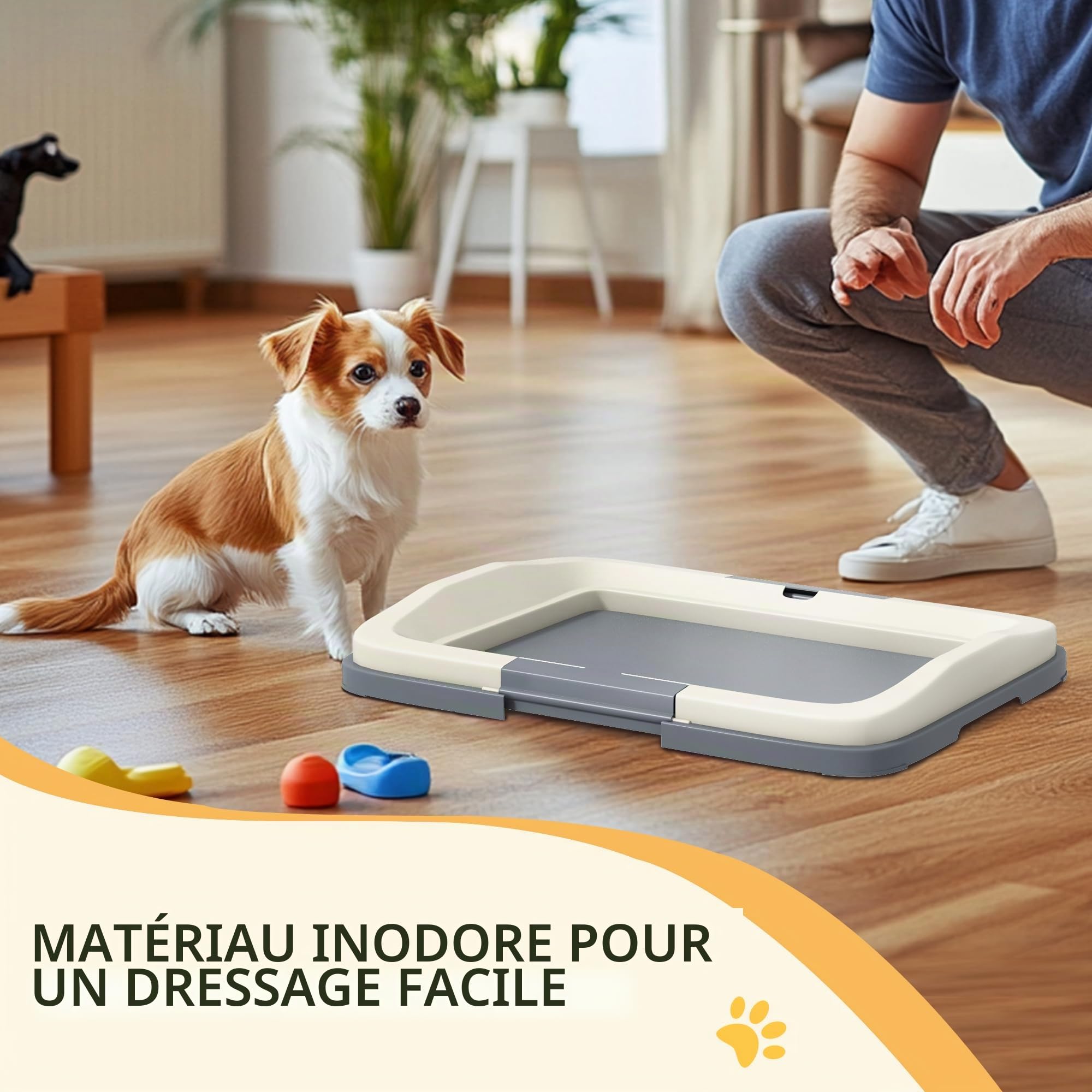 PawHut Bac de toilette pour chien, litière pour chien, tapis d'urine pour le dressage des chiots, plateau de pot pour animal de compagnie, support de tapis de toilette pour intérieur, balcon