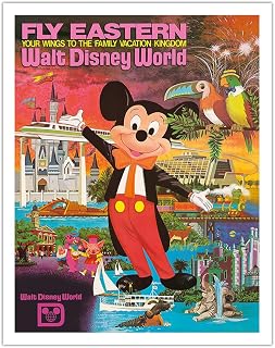 Walt Disney World - Fly Eastern Air Lines - Orlando Florida - Vintage Airline Travel Poster c.1980 - Fine Art Matte Paper Print (Unframed) 11x14in