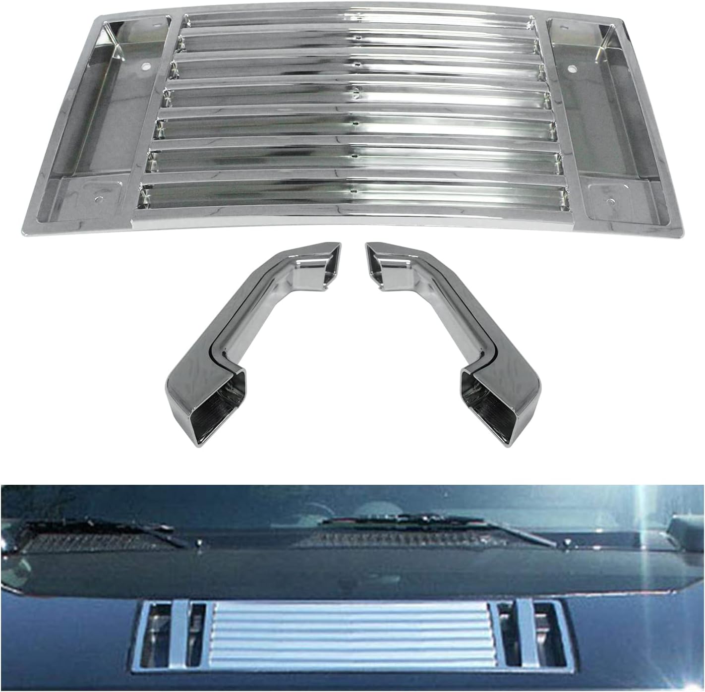 Hood Deck Vent Panel Handle Covers Trim Compatible with 2003-2009 Hummer H2 Chrome