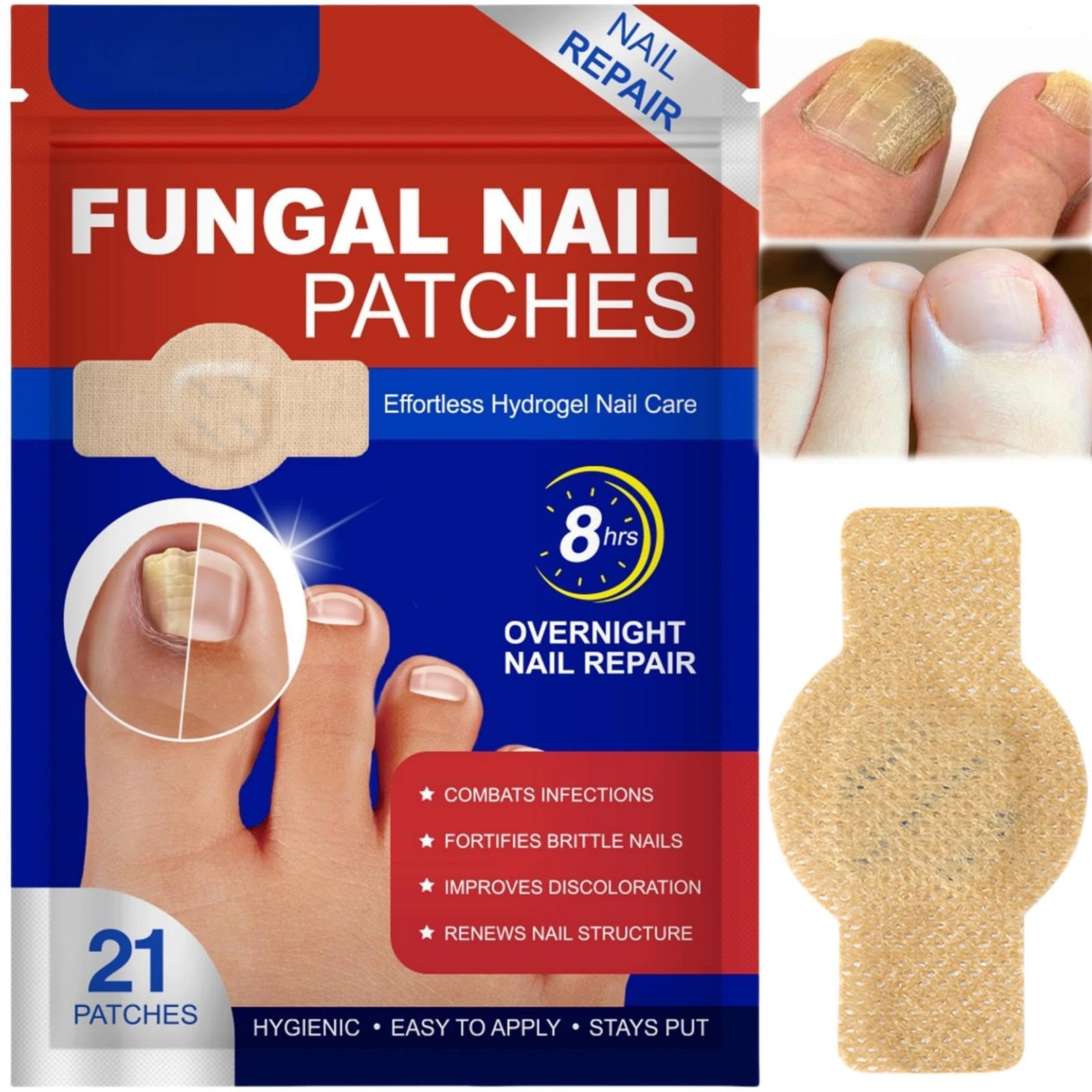 21 Pcs Fungal Nail Treatment Patches, Toenail Repair Pads for Targeted Relief, Antifungal Nail Treatment for Toenails