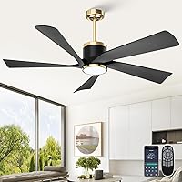 Vista 10 de Ventiladores de techo de 52 pulgadas con luces, ventilador de techo moderno con control remoto, ventilador de techo para interiores y exteriores