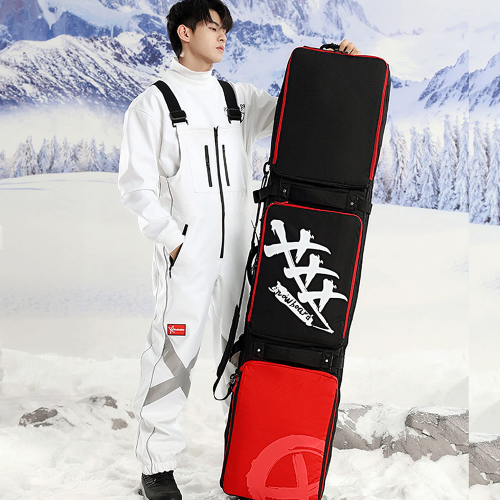 Borsa da Snowboard Portatile Multifunzione con Ruote, Scarponi da Sci Multi-Scomparto Impermeabile e Borsa per Casco, Separazione Bagnato e Asciutto, per Uomini Donne e G