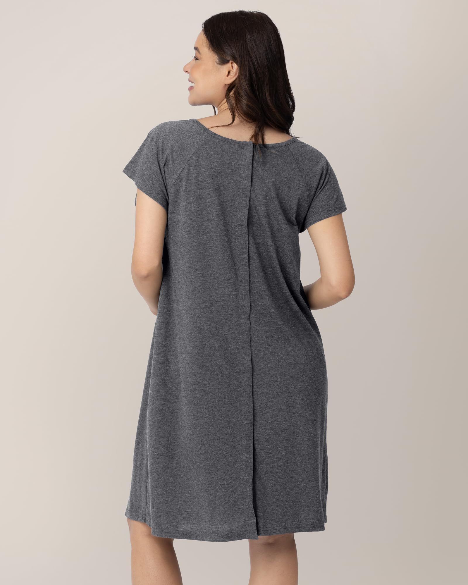 Kindred Bravely Universal Labor and Delivery Gown for Birthing and Nursing, Grey Heather, 1X/2X (fits baby bumps 52-57 in) 3