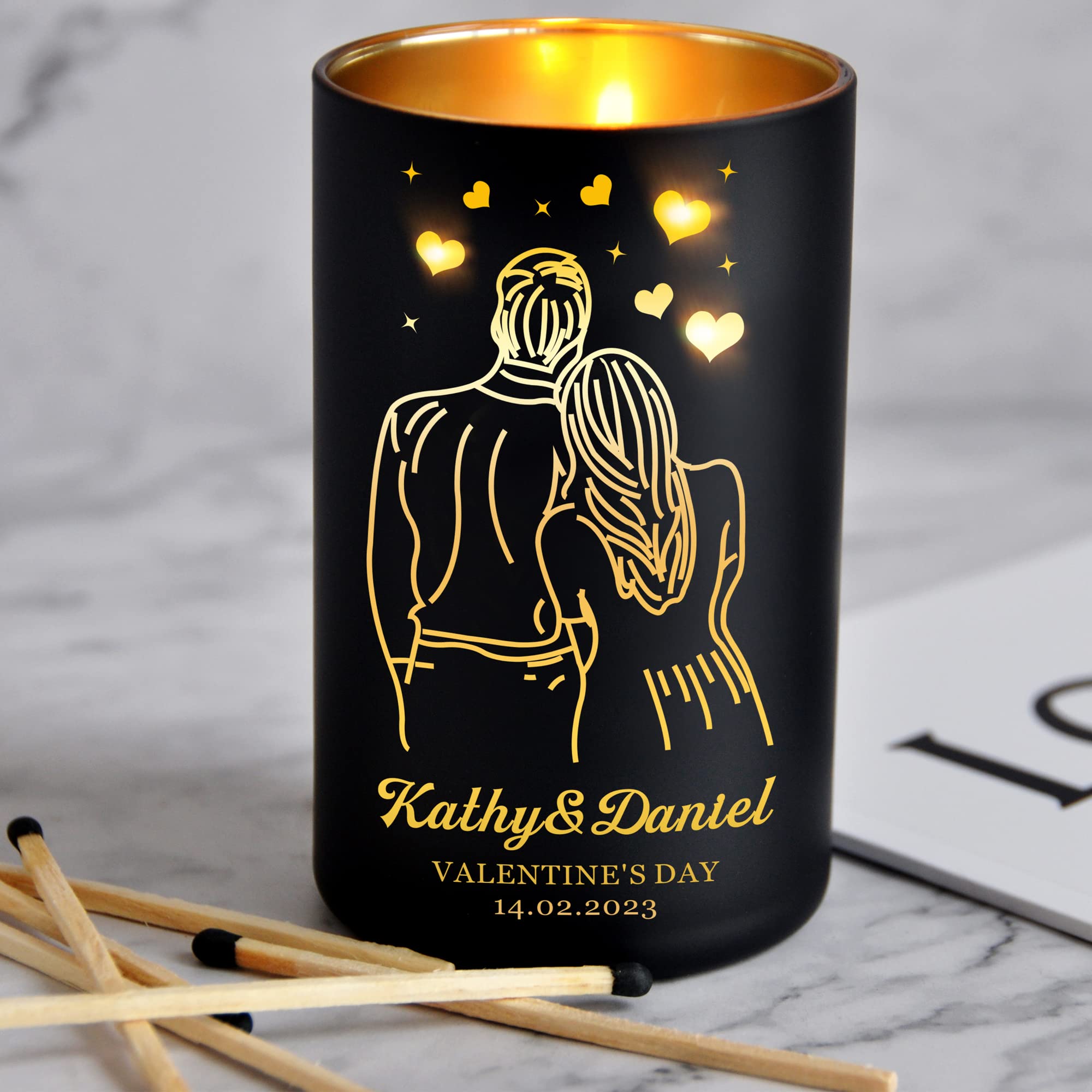 Personalised Scented Candle Gifts for Women Rose English Pear Amber Freesia Candles Coconut Wax Candle Wedding Christmas Valentines Day Gift Anniversary Custom Gifts for Women Her Girl(Design 4)