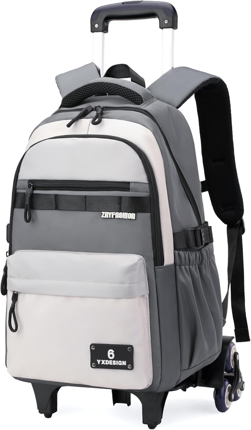 ZHANAO Rolling Backpack for Boys Color-blocking Schoolbag for Middle School Students Trolley Bookbags for Elementary Boys