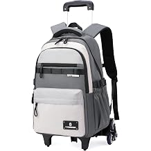 ZHANAO Kids Rolling Backpack for Boys School Color-blocking Trolley Bag