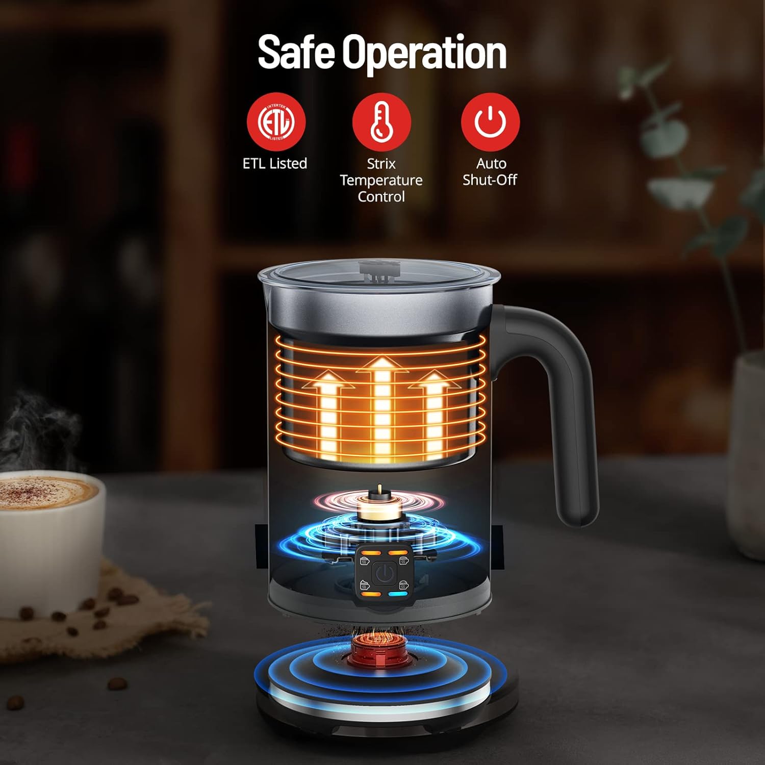 Milk Frother, 4-in-1 Electric Milk Steamer, 10.1oz/300ml Milk Warmer, Paris Rhône Automatic Hot/Cold Stainless Steel Foam Maker for Coffee,Latte, Cappuccino, Macchiato, Hot Chocolate