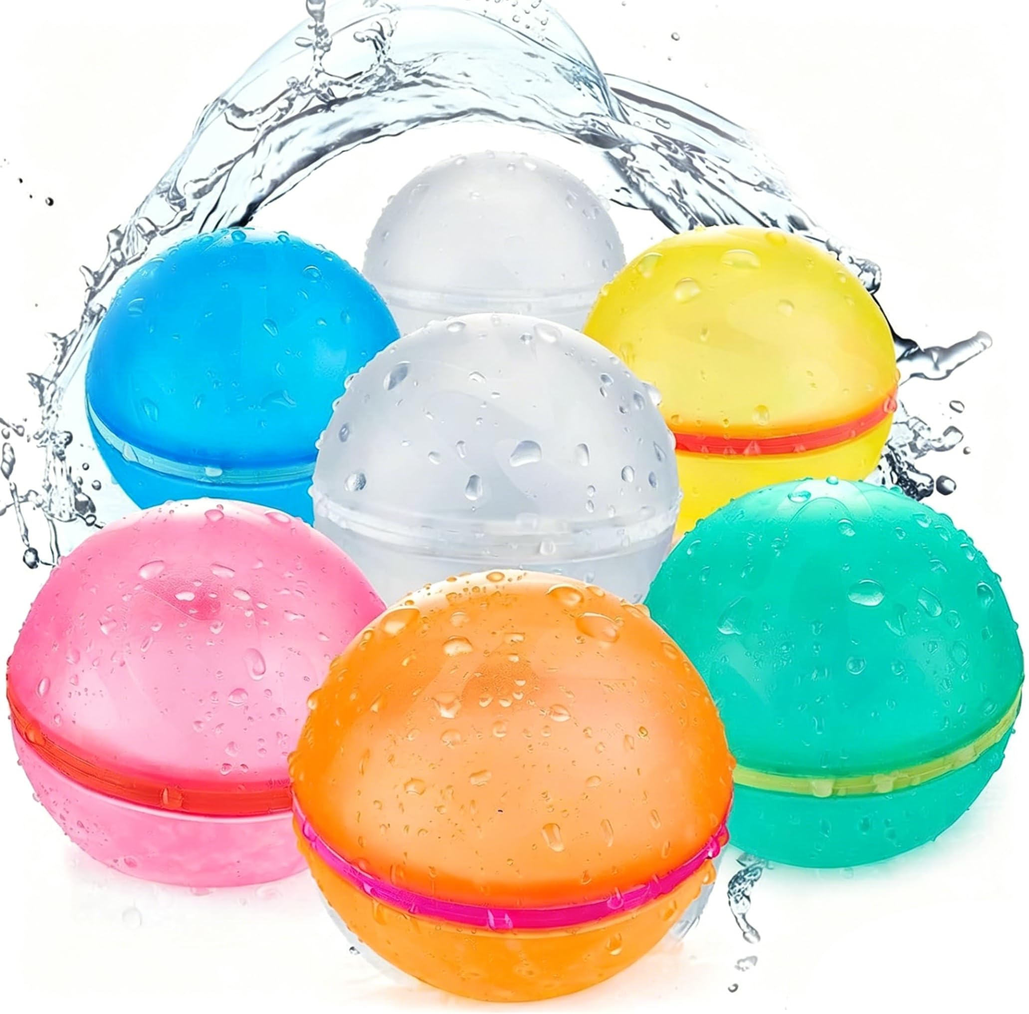 HATFRYF 6pcs Reusable Water Balloons for Magnet Self-Sealing Quick Fill Water Balloons with Mesh Bag Summer Silicone Water Balls for Adults, Beach,Pool Party Beach Water Toys