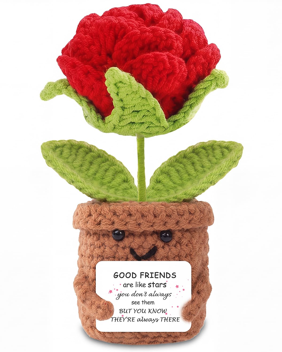Aruigu Friendship Gifts for Women Roses Crochet Flowers Funny Small Christmas Birthday Gift for Women Personalized Friends,Colleague,Bestie Galentines Gift Cute Stuff Desk Accessories — image 1