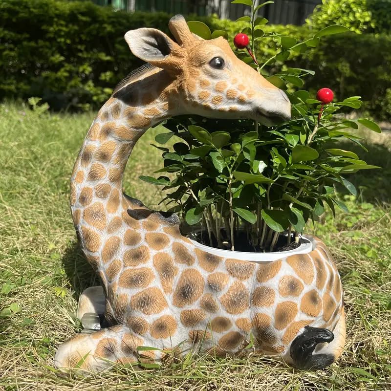 Charming Giraffe Flower Pot Statue Home Decoration Animal Flower Pot Balcony Art Decoration Flower Pot Ornament Perfect Party and Festival Gift - Enhance Living Room Balcony and Courtyard Aesthetics