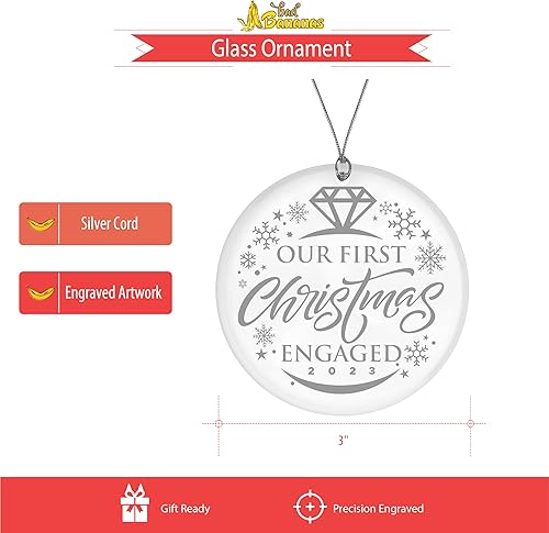 Miniatura 9 de BAD BANANAS Adorno de Navidad comprometido - Nuestra primera Navidad comprometida 2022 - Adorno de cristal de 3 pulgadas - Decoraciones de