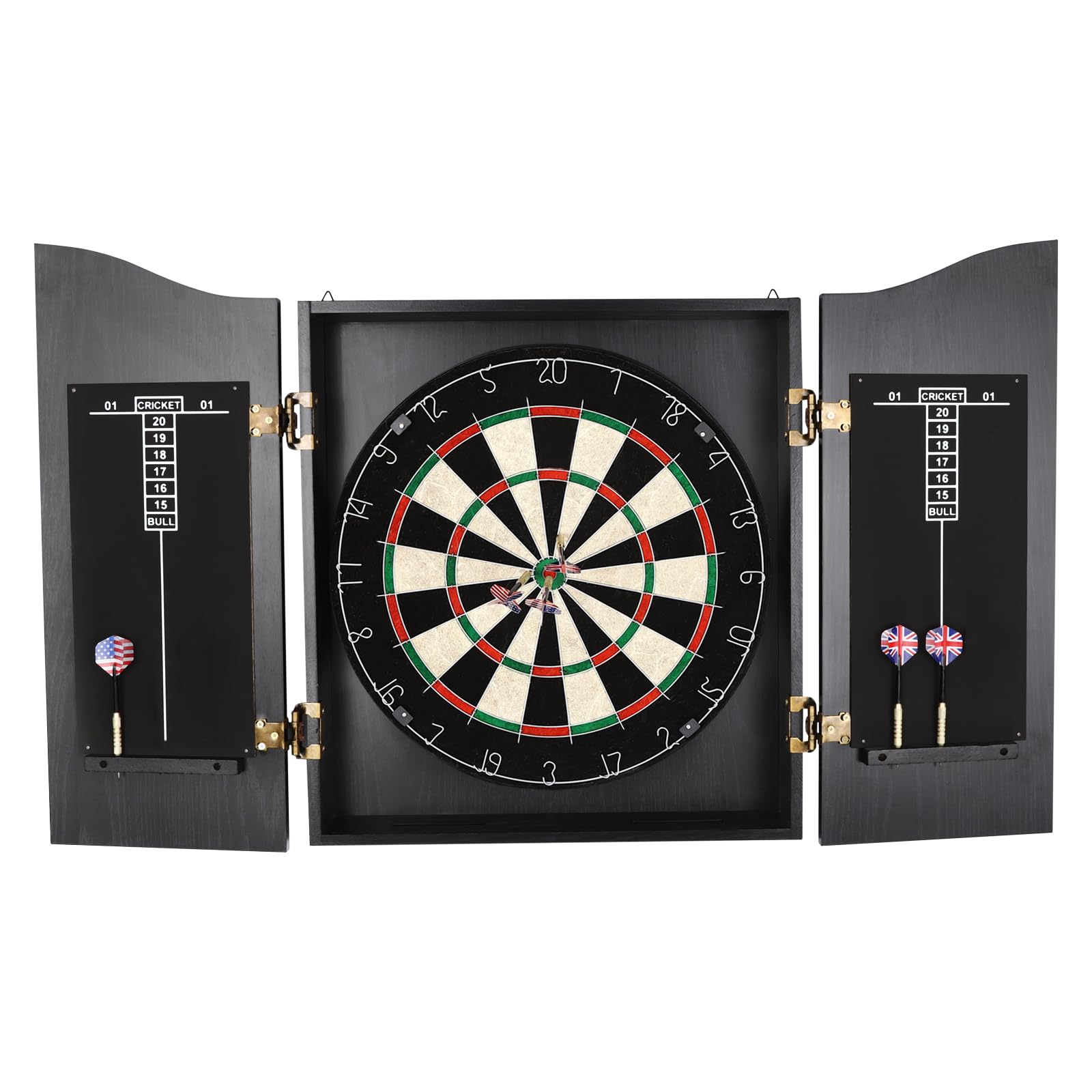Classic Dartboard Cabinet Wall-Mounted Dartboard Storage Cabinet 40.15 * 21.25inch Dart Boards Set with Scoreboard and 6 Darts for Home Bar Club Office