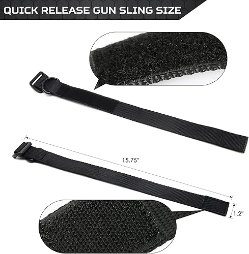 Miniatura 2 de Aolamegs Eslinga de pistola táctica, correa de nailon ajustable de 1.25 pulgadas con anillo en D para caza (paquete de 2)