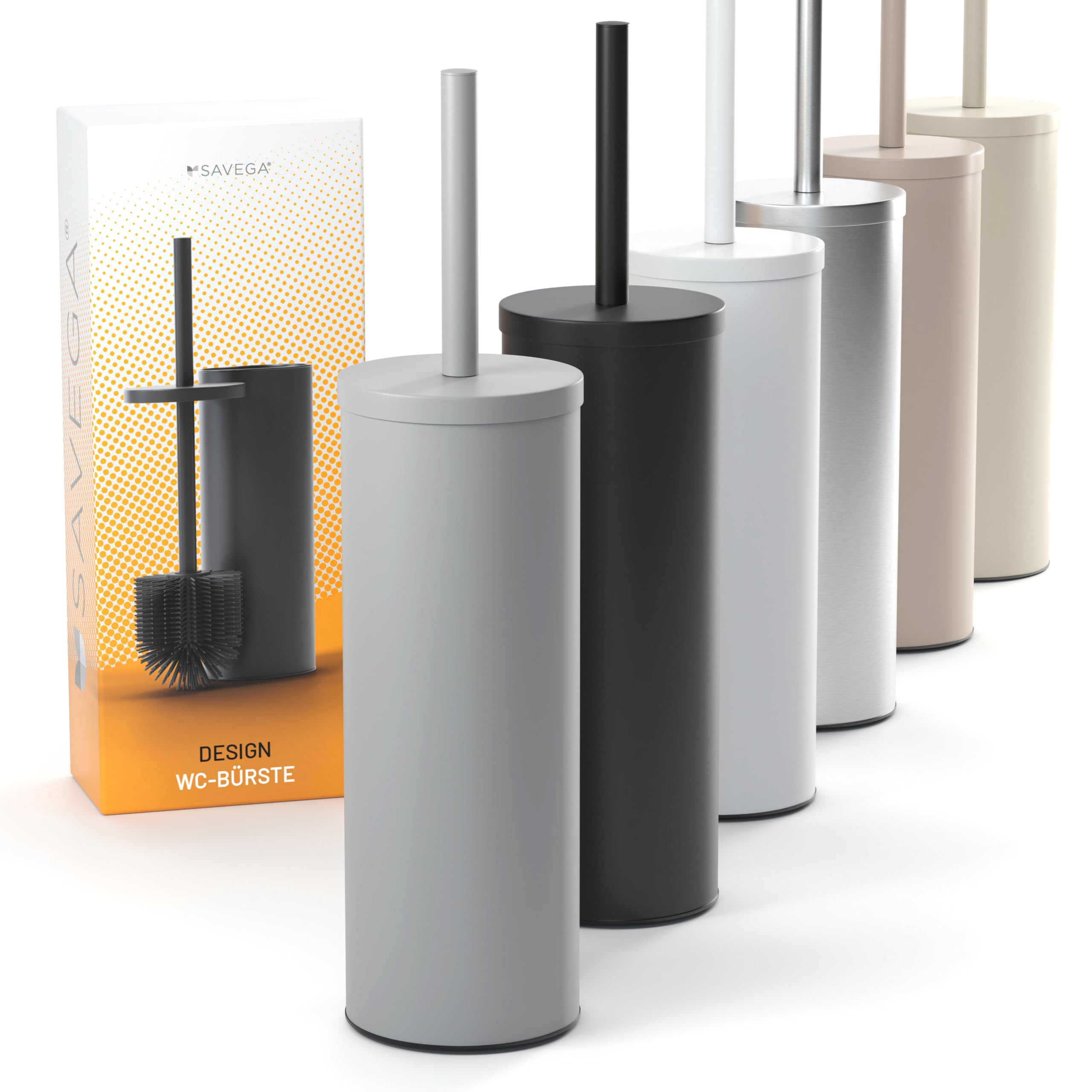Savega Grey Silicone Toilet Brush – Stainless Steel Toilet Brush With Holder And Protective Cover – Modern & Hygienic