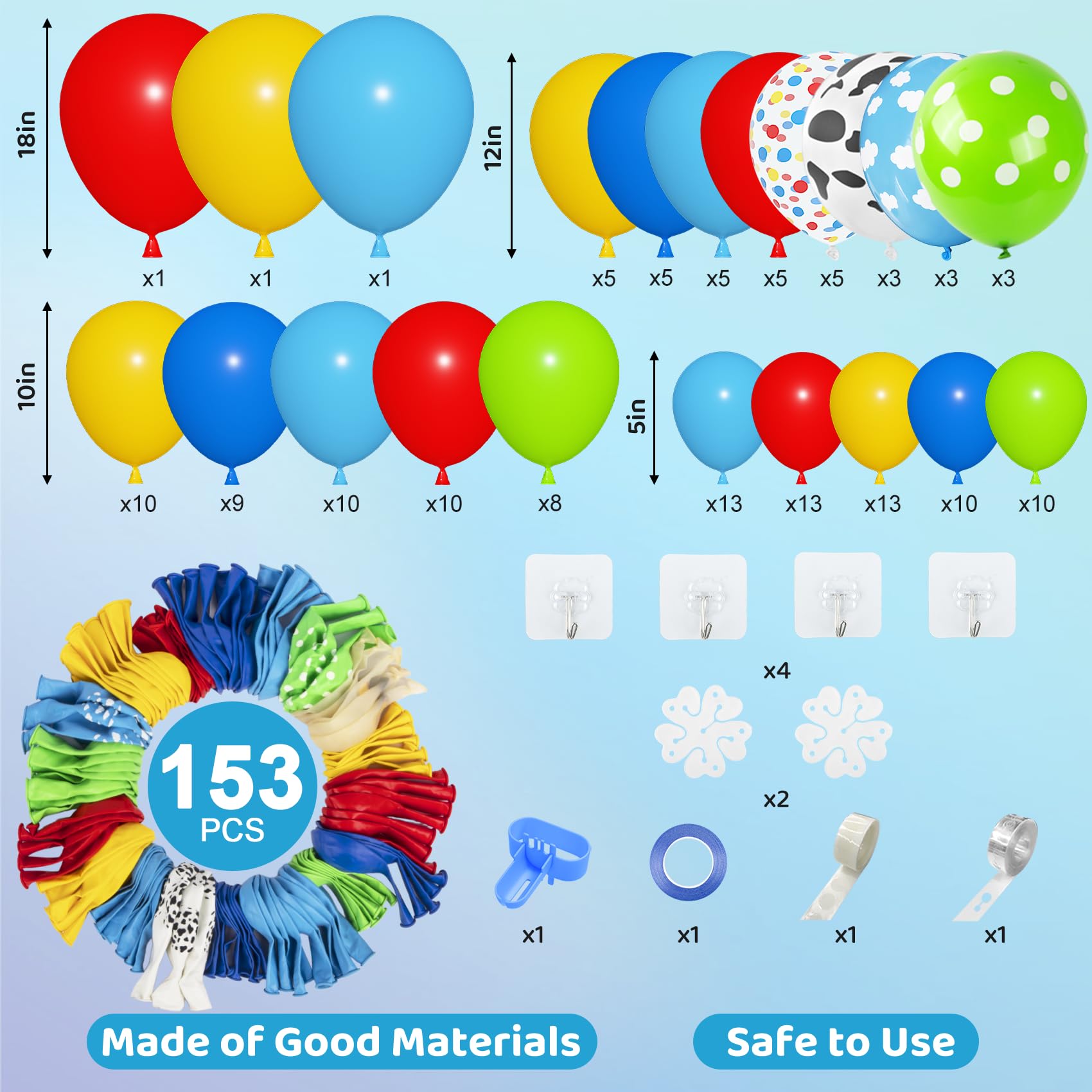Amazon.com: Amandir 152Pcs Blue Red Yellow Balloon Arch Garland