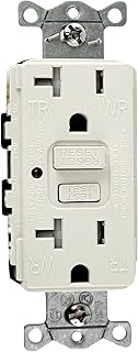Hubbell Wiring Systems GFTR20LA tradeSELECT GFCI Duplex Receptacle with Auto Grounding, Weather and Tamper-Resistant, 2 Pole, 3 Wire, 20A, 125V AC, Light Almond