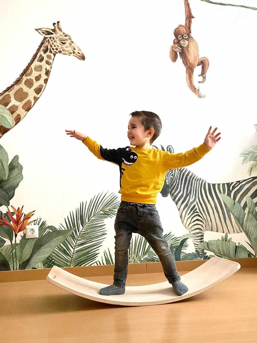 TWR ® - Tavola Curva Certificata CE - Ecologica e Realizzata a Mano. Prodotto in Spagna. Finitura Naturale. Balance Board Legno. Tavola Montessori. Tavola di Equilibrio