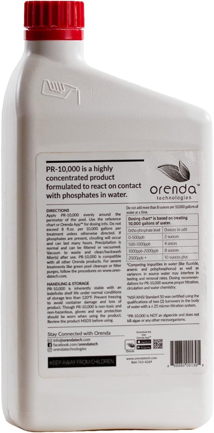 Orenda Technologies Orenda PR-10000 Phosphate Remover Concentrate for Pools 1 Quart 12 Pk ORE-50-226-12