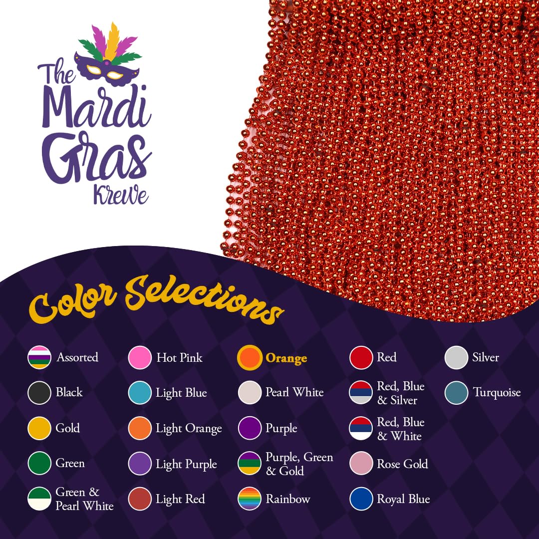 Cuentas de Mardi Gras de 33 pulgadas, 7 mm, 12 docenas, 144 piezas, collar de cuentas de plástico naranja con cuentas de doble color, collar de cuentas para manualidades, bricolaje, joyería, fiesta