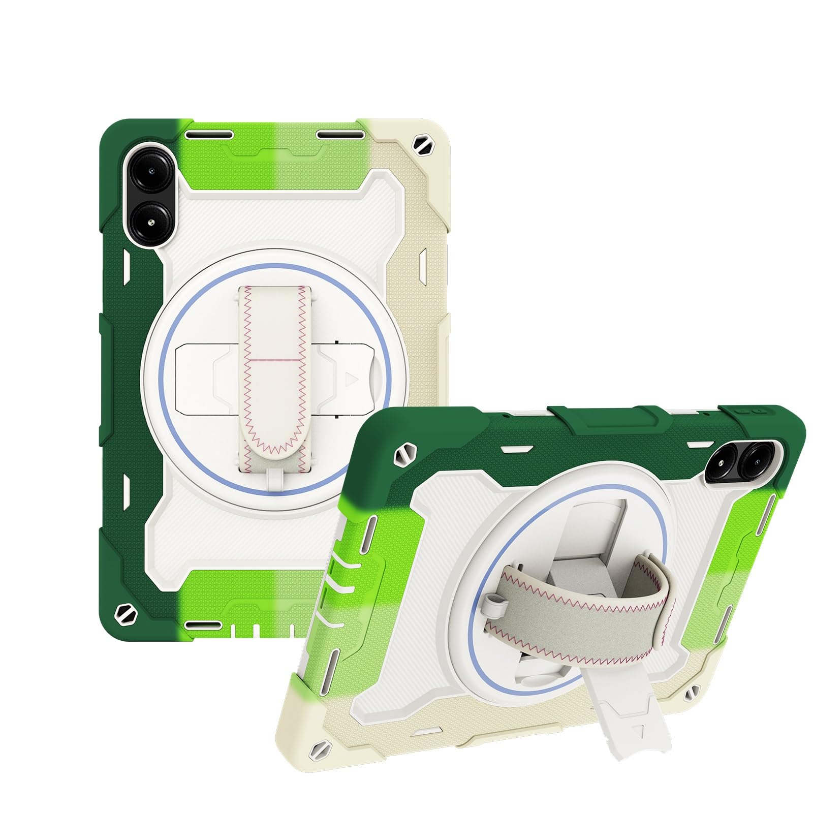 Kompatybilny z etui Xiaomi Redmi Pad Pro 12,1" Pokrowiec na tablet,1 cala, wytrzymały, odporny wstrząsy futerał dla dzieci Etui TPU Podpórka Wytrzymały ochronny paskiem rękę Pasek do noszenia(Ye?il)