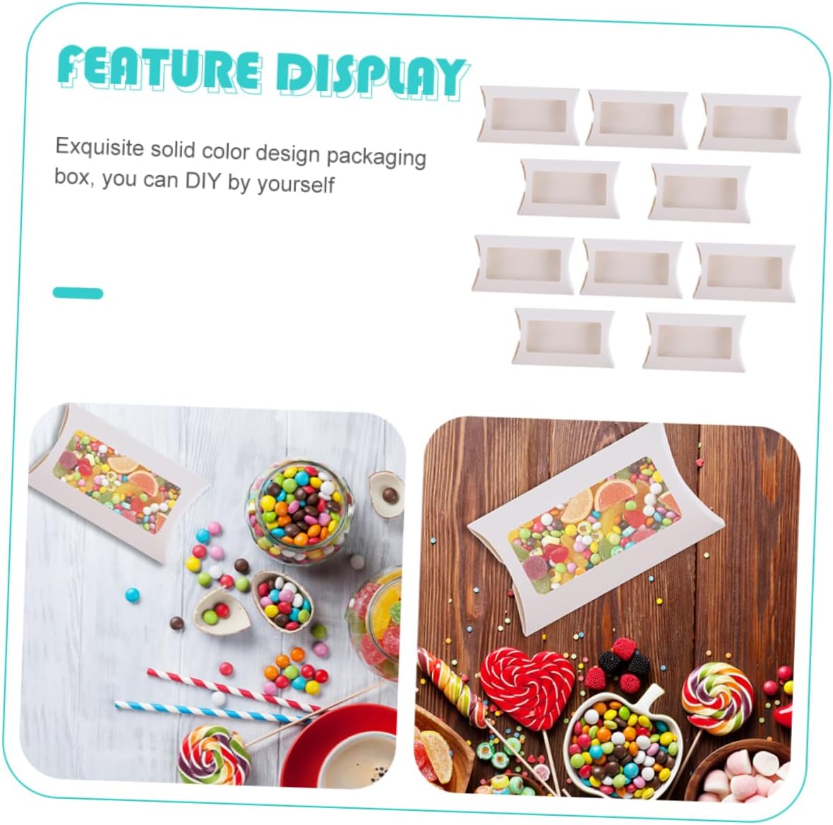 ORFOFE 10pcs Window Pillow Candy Gift Boxes for Xmas Paper PVC