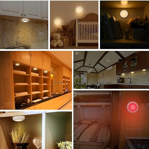 Miniatura 2 de Cadrim Luces de disco, 13 colores intercambiables LED de disco, luces regulables para debajo del gabinete, funcionan con pilas con 1 control remoto