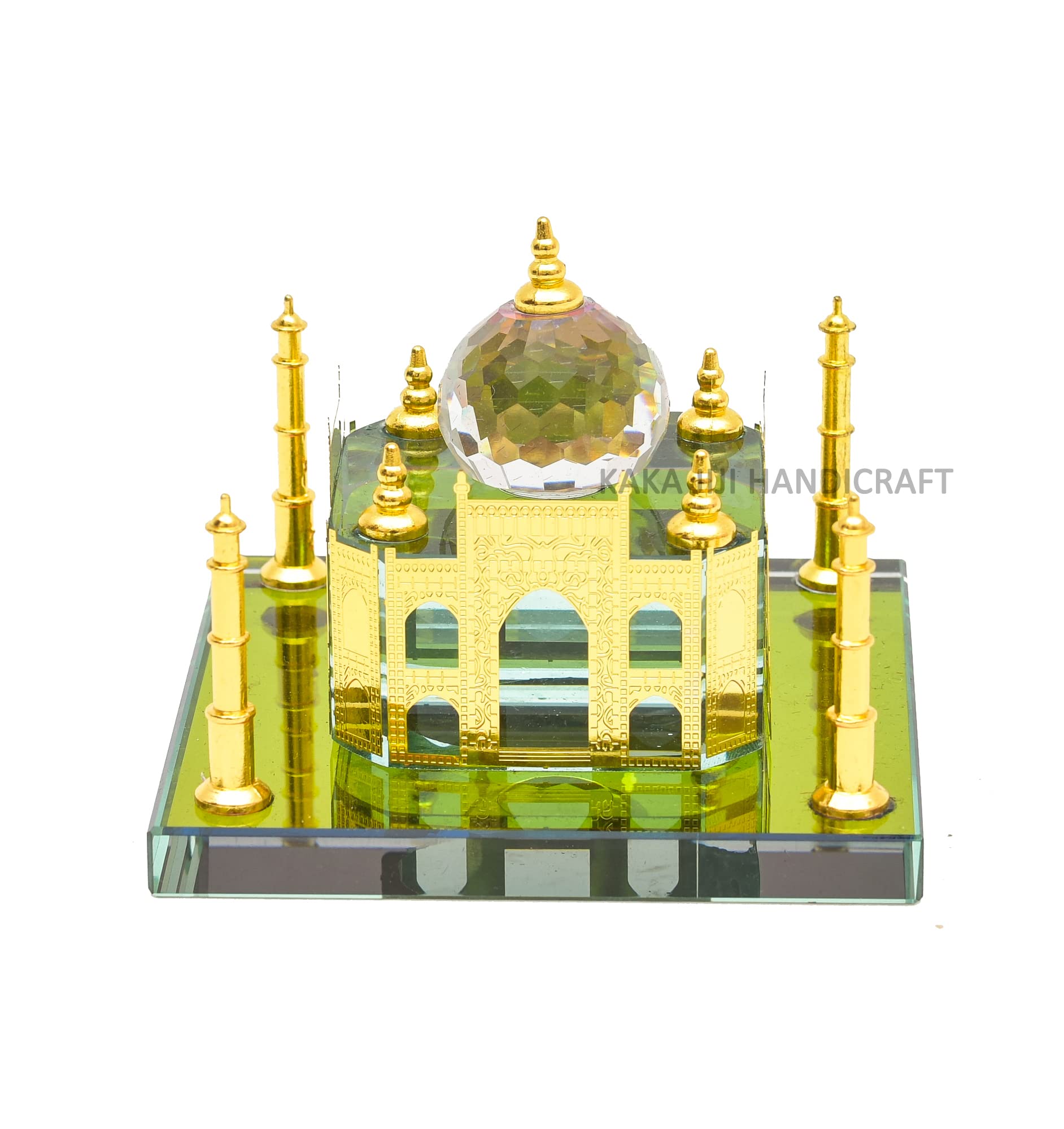 Kaka jiji Handicraft Decorative Crystal Taj Mahal Small II Crystal Home Decorative Taj Mahal Miniature II Crystal Gold Tajmahal Showpiece 2