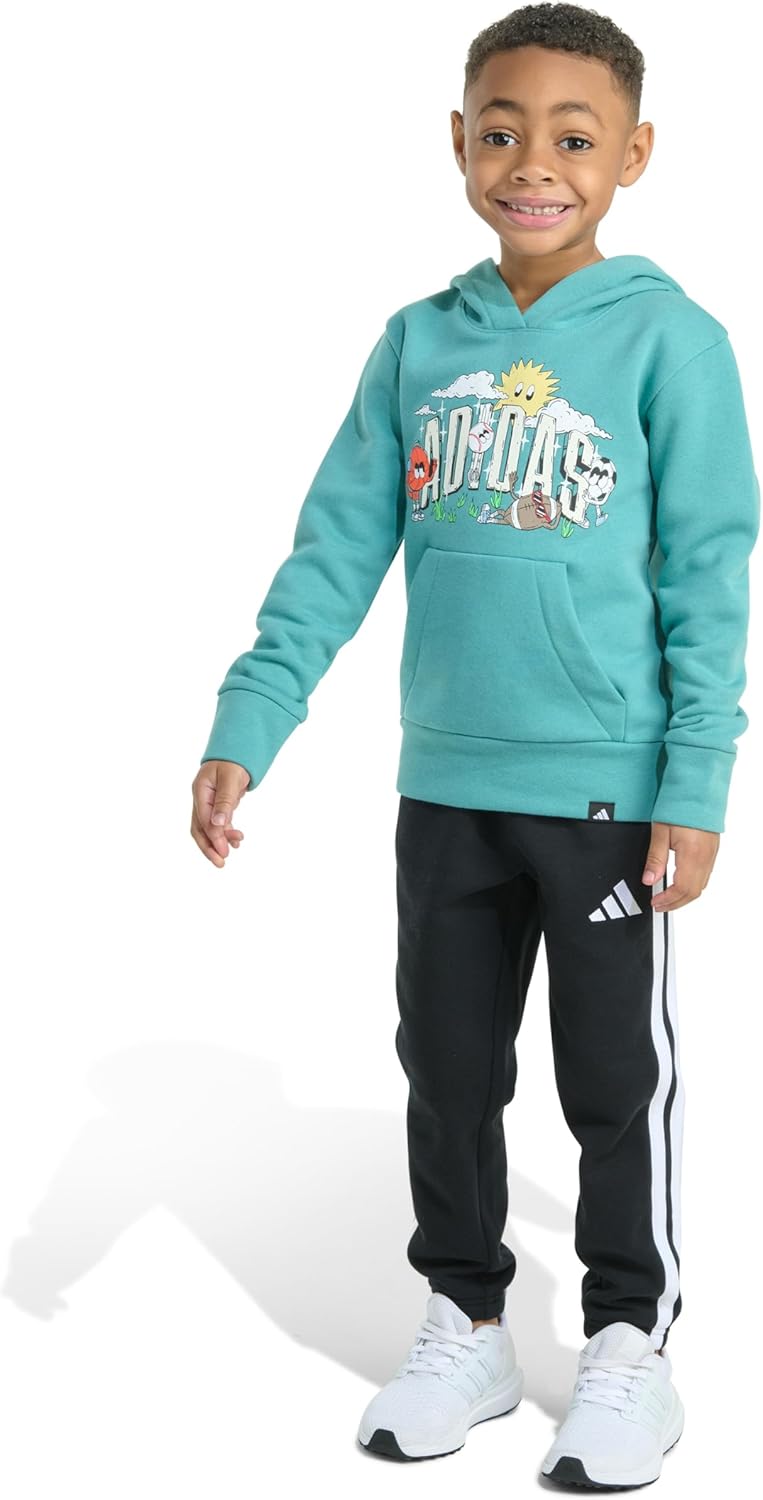 adidas boys 2-piece Long Sleeve Graphic Fleece Pullover & Jogger Set - Image 3