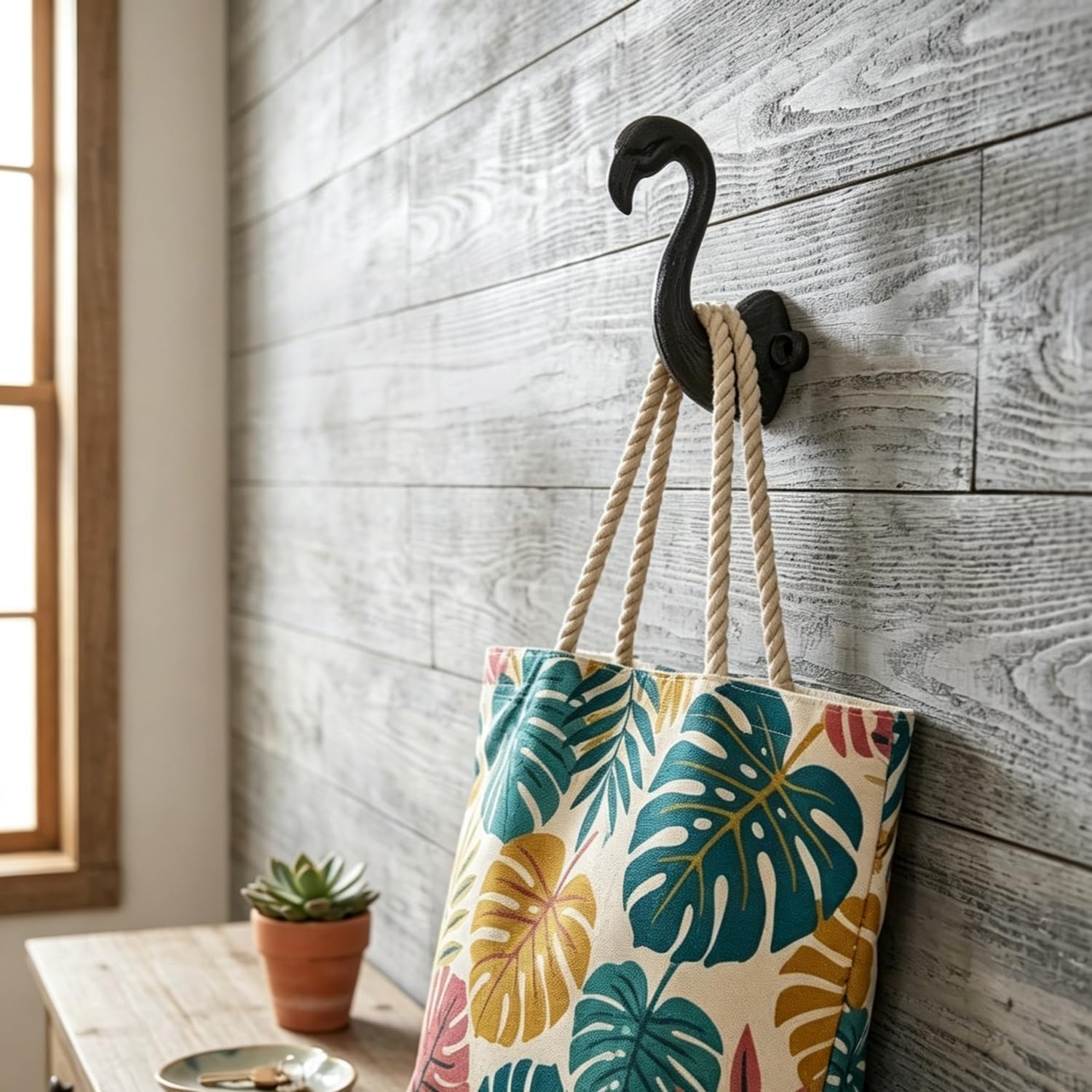 Cast Iron Flamingo Wall Hook, Bird Hanger for Bathroom Bedroom
