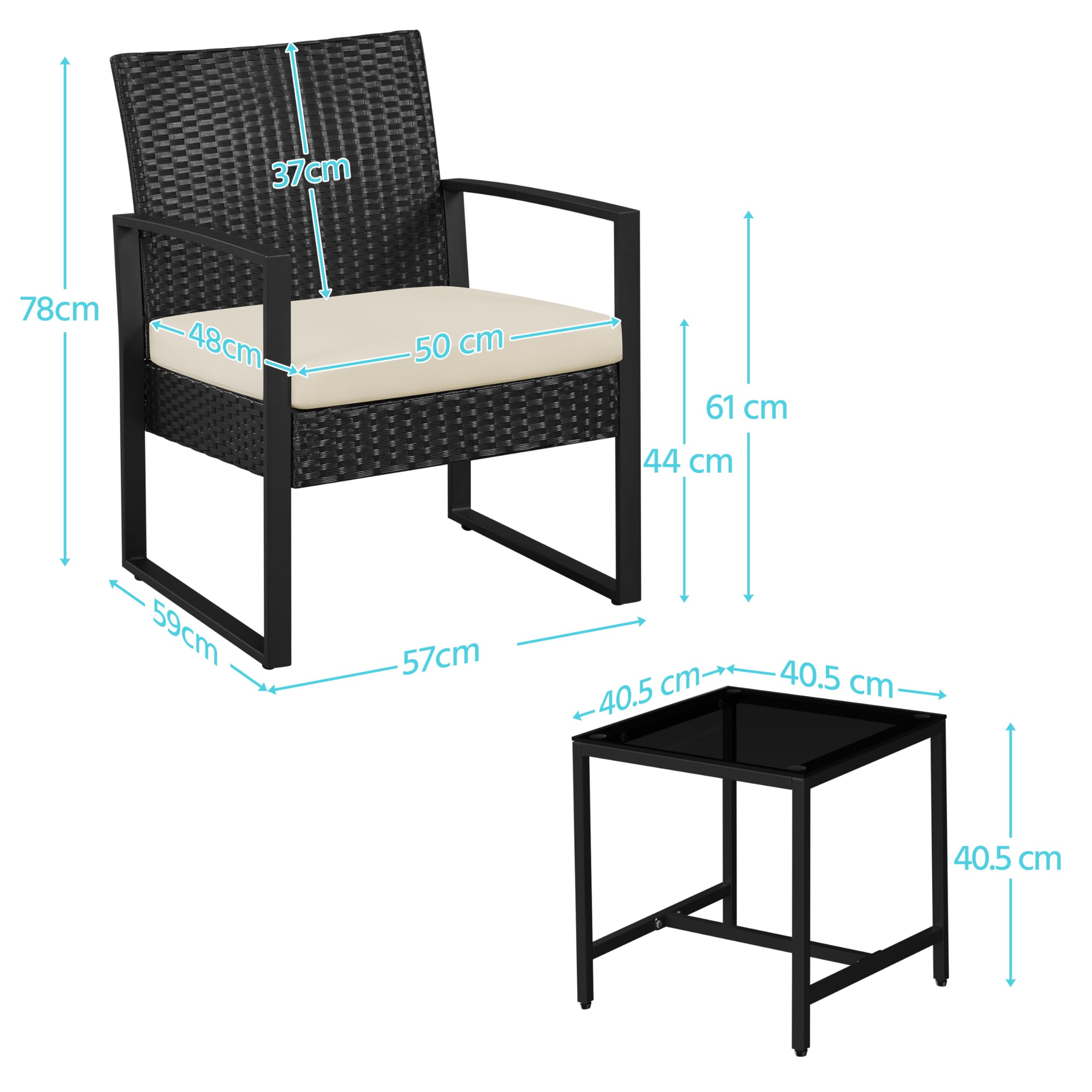 Balkonmeubels, Tuinmeubelset, Van Pe-Polyrotan, Loungeset, Tafel En 2 Stoelen Terrasmeubels Outdoor Voor Terras Balkon Tuin Bruin Taupe
