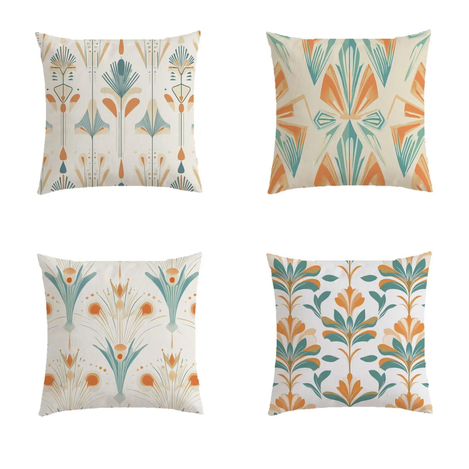 Housse coussin extérieur bleu 45x45 cm imperméable lot de 4 pour salon de jardin