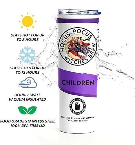 Miniatura 9 de Hocus Pocus - Vasos duros para seltzer, 8 colores para elegir, tres sabores, Witches Brew, vaso aislado de acero inoxidable con tapa y pajita, 20