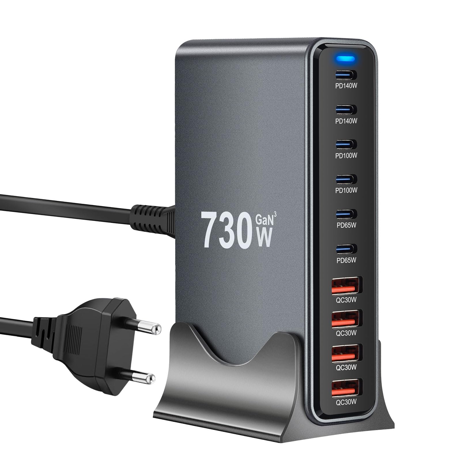 Caricatore Usb C Da 730 W, Multiuso 10 Porte, Ricarica Rapida Con Alimentatore Di Rete Da 6 C E 4 A Per Macbook Pro/Air, Ipad Pro/Air, Sumsung Ecc