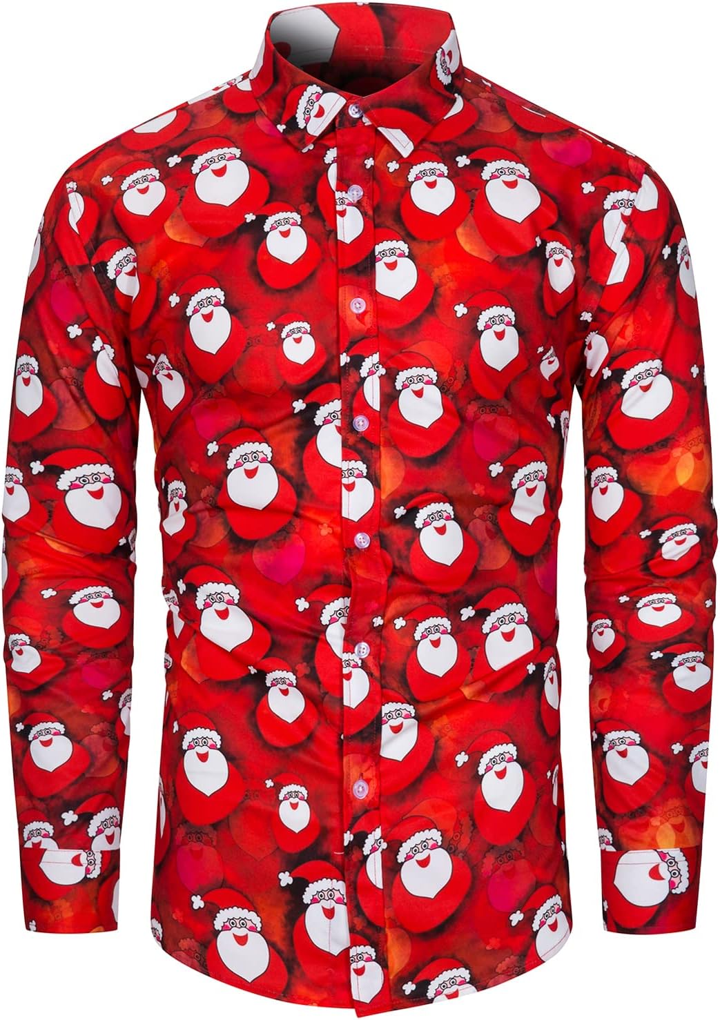 fohemrMens Ugly Christmas Shirt Novelty Santa Claus Long Sleeve Funny Button Down Shirt for Party