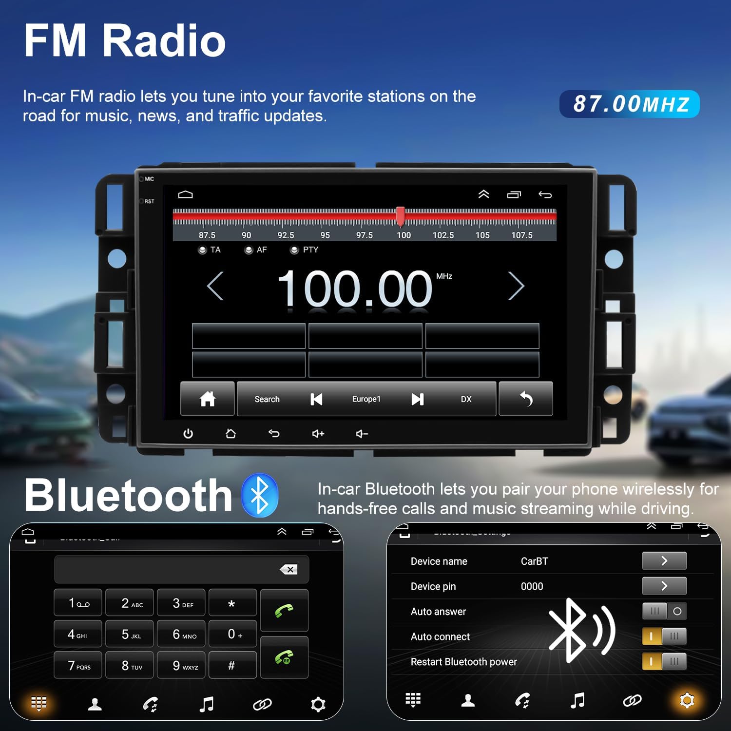 Car Radio for Chevy Chevrolet Silverado 2007–2013 GMC Sierra, Yukon Tahoe Suburban 2007–2014, Traverse 8inch Touchscreen Stereo Headunit with CarPlay Android Auto Bluetooth GPS 5GWiFi Backup Camera FM