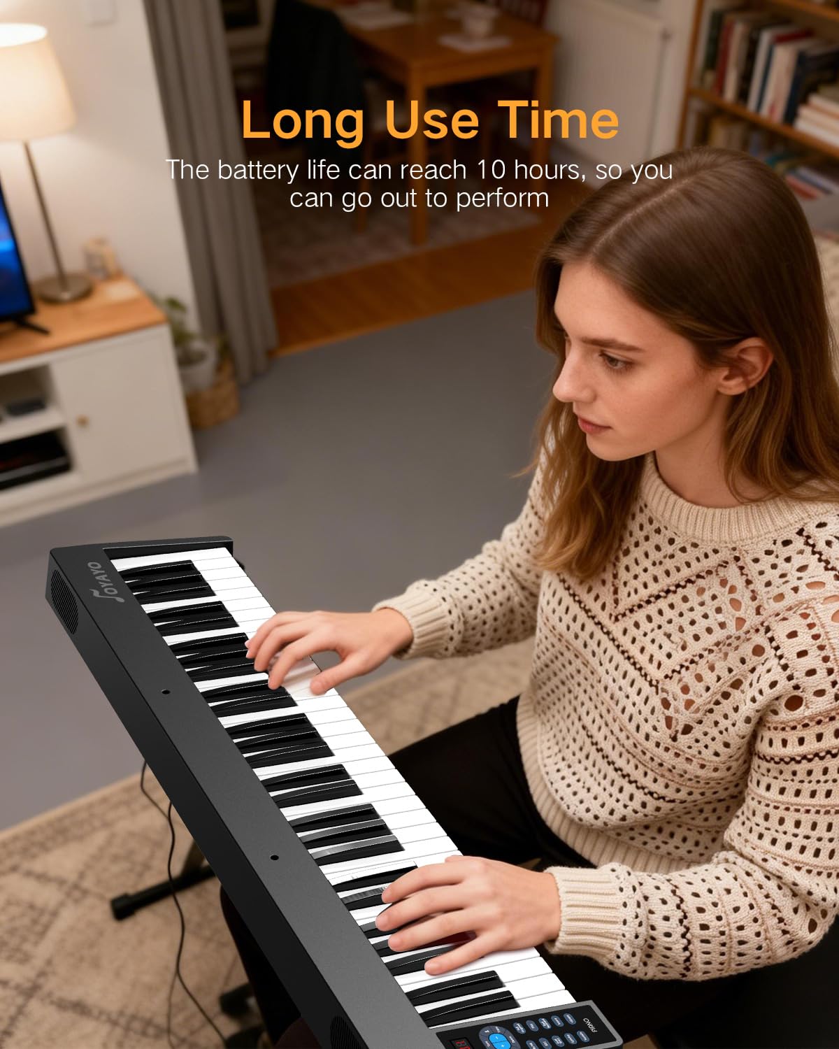 Pianoforte pieghevole a 61 tasti, pianoforte elettrico sensibile pieghevole per principianti, tastiera portatile con leggio per spartiti, borsa, pedale