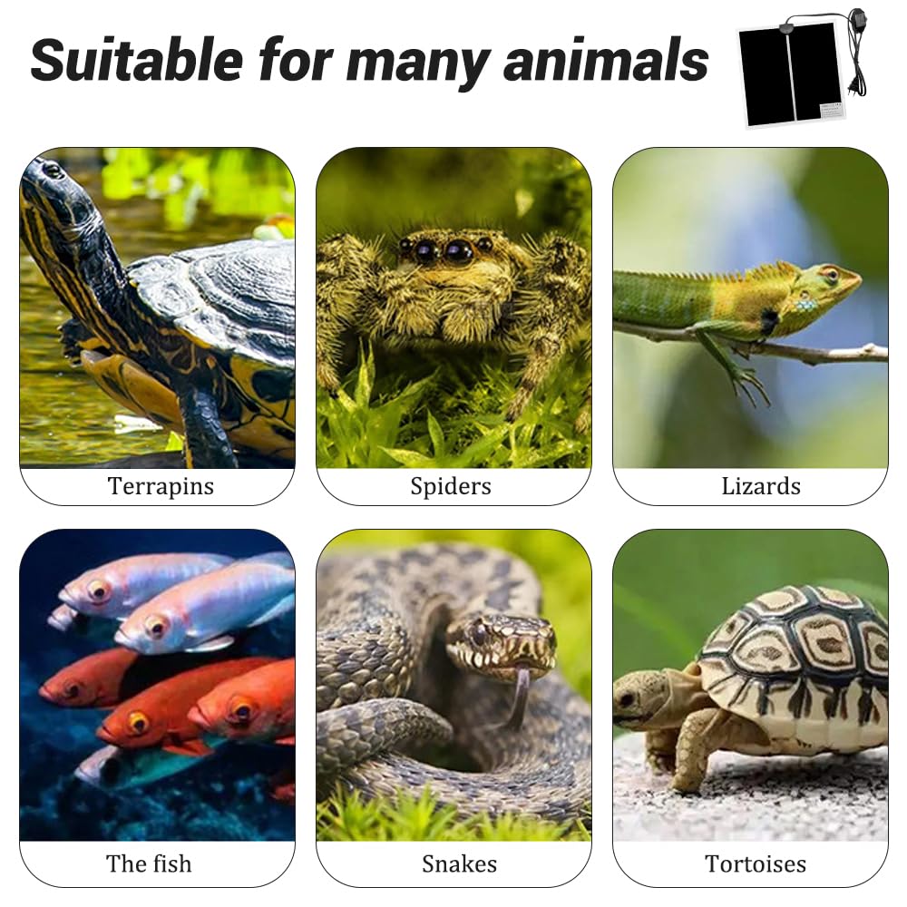 Manta Calefactora para Reptiles, 14W Térmicos para Terrarios, Almohadilla Térmica para Reptiles, Almohadilla térmica Ajustable para Reptiles con Temperatura Ajustable para Tortuga, Serpientes…