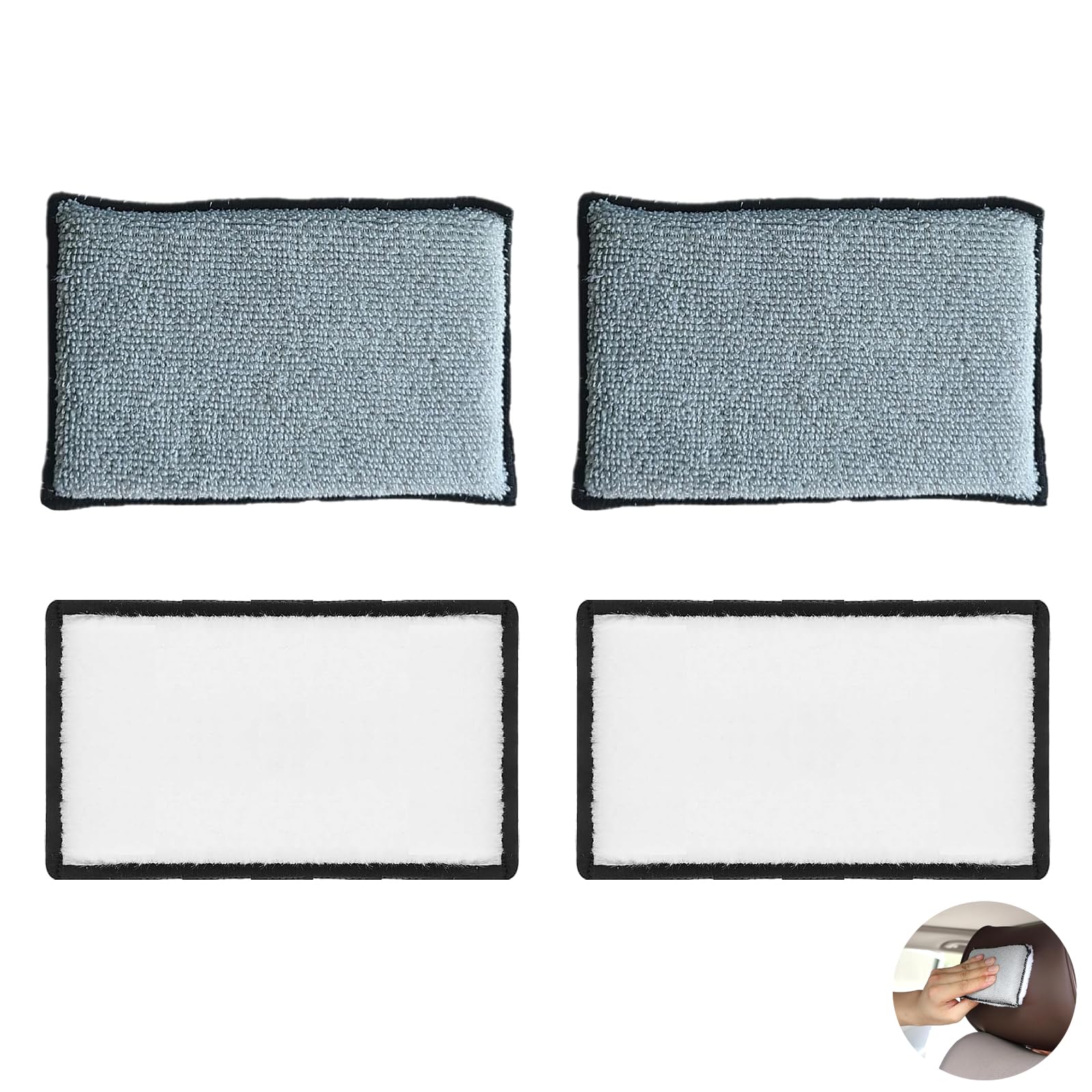 4 PCS Scrub Pads Car Detailing, Interior Scrubbing Sponge, Double Sided Reusable Interior Scrubber Detailing Pads, for Leather Plastic and Upholstery Maintenance
